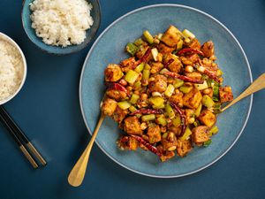 a plate of kung pao tofu