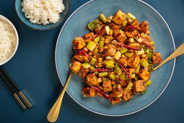 a plate of kung pao tofu