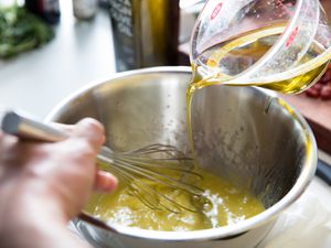 Hand-whisking mayonnaise