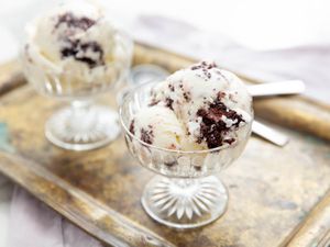 ice cream in glass bowls