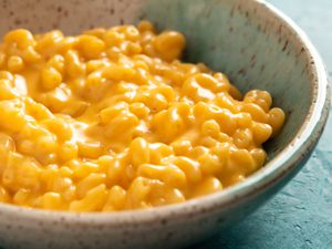 A bowl of 3-Ingredient Stovetop Macaroni and Cheese. 