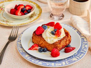 Side view of honey butter toast