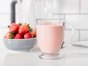 Side Angle view of Strawberry milkshake