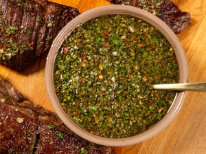 Overhead view of chimichurri