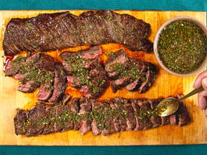 Overhead view of churrasco steak