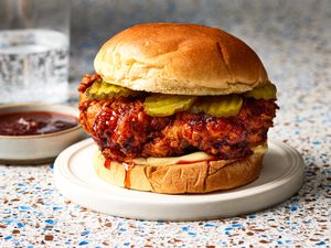 Side view of Nashville Hot Chicken Sandwich