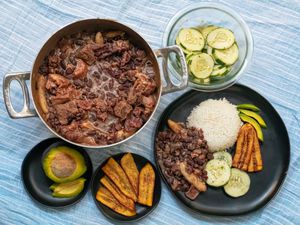 Overhead view of stew peas