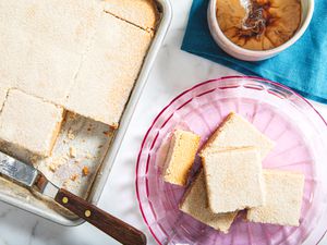 Overheav view of shortbread cookies with coffee