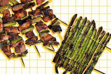 Skewered asparagus