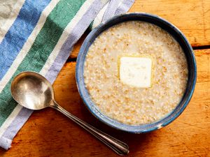 Overhead view of oatmeal