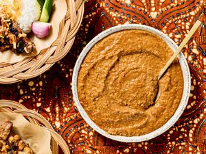 Overhead view of peanut sauce