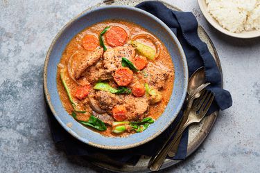 Overhead view of nigerian peanut stew