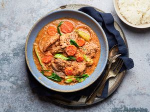 Overhead view of nigerian peanut stew