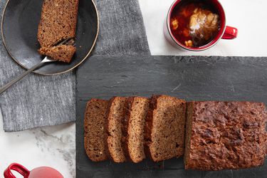 Overhead view of banana bread