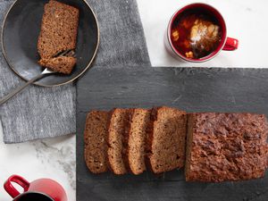 Overhead view of banana bread