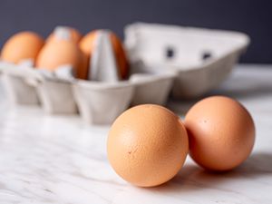 Side view of two eggs