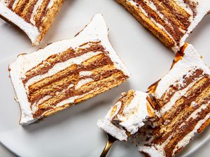 Overhead view of smores icebox cake 