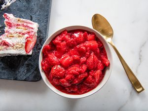 Overhead view of strawberry compote