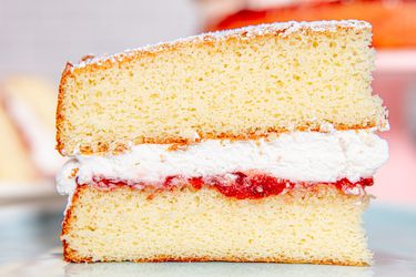 Side view of Victoria Sponge Cake