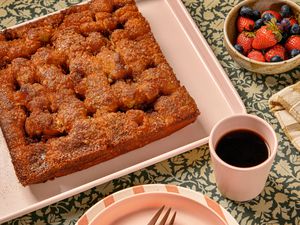 Overhead view of moravian sugar cake