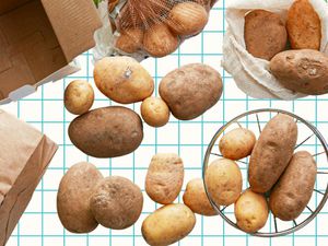 A collection of potatoes stored in different ways. 