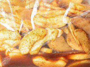 Close-up of a bag of macerated apples