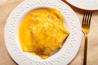 Overhead view of crepes suzette