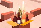 an illustration of wine bottles in a box