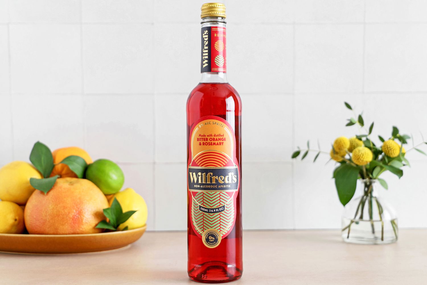 Wilfred's Non-Alcoholic Bittersweet Aperitif on counter