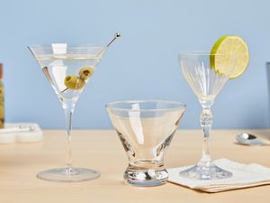 three martini glasses